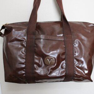 Vintage Mario Valentino Soft PVC Monogram Foldable Overnight Travel Tote Bag